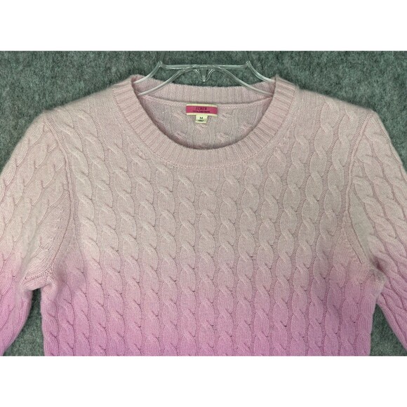J. Crew Limited Edition Cashmere Purple Pink Ombre Cable Knit Sweater Size M - Picture 4 of 8